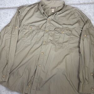 Duluth Trading Co Shirt Khaki Long Sleeve Button Front 3XL Work Utility